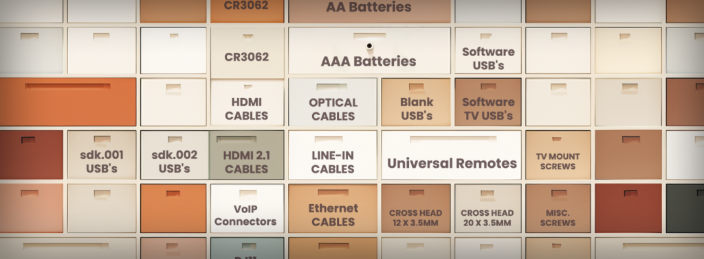 image of boxes full of after sales spart parts for tech equipment