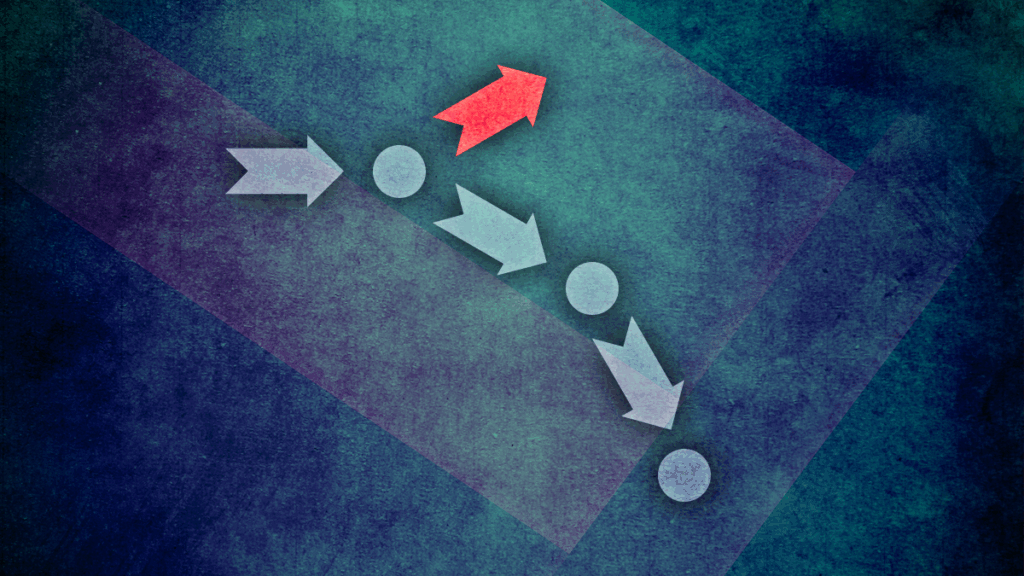 Arrows showing a process heading in one direction